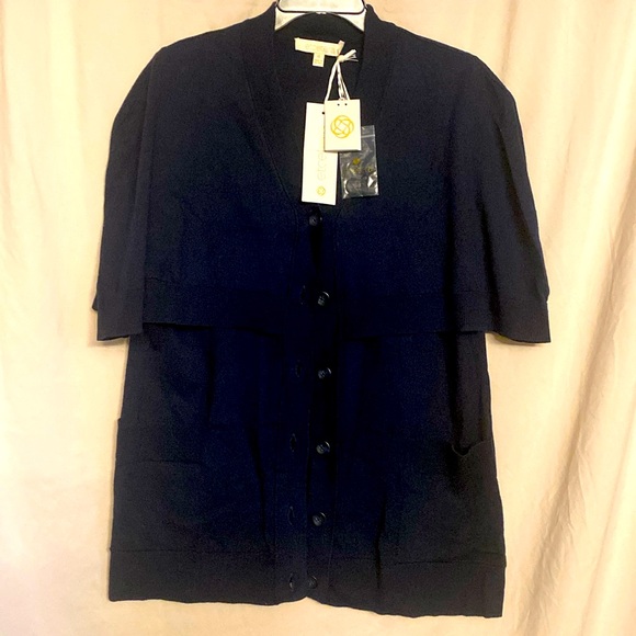 NWT Etcetera Capelet Sweater Size XL Color Navy Blue - Picture 1 of 11